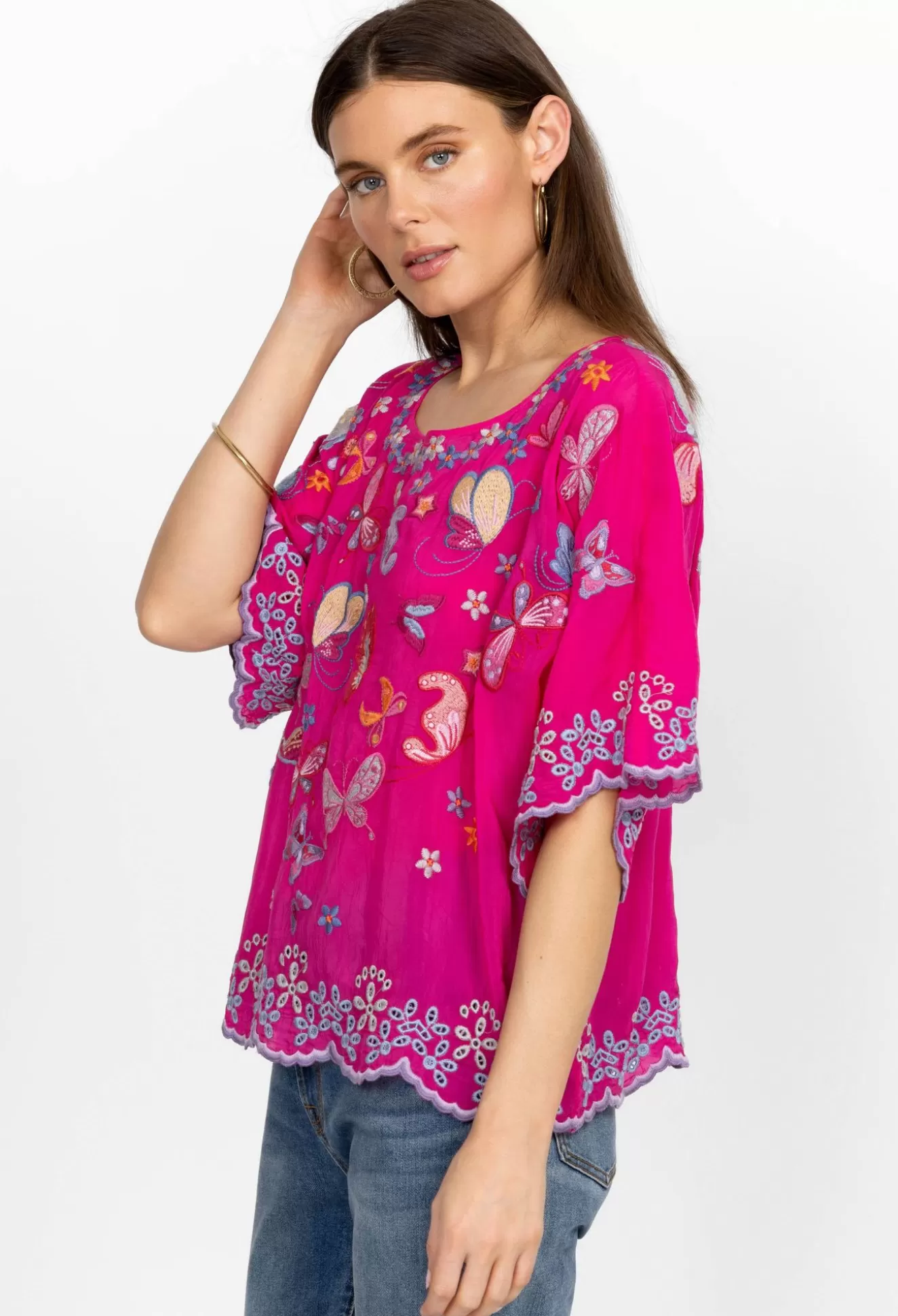 Tops>Johnny Was Bellona Blouse Orchid Lei