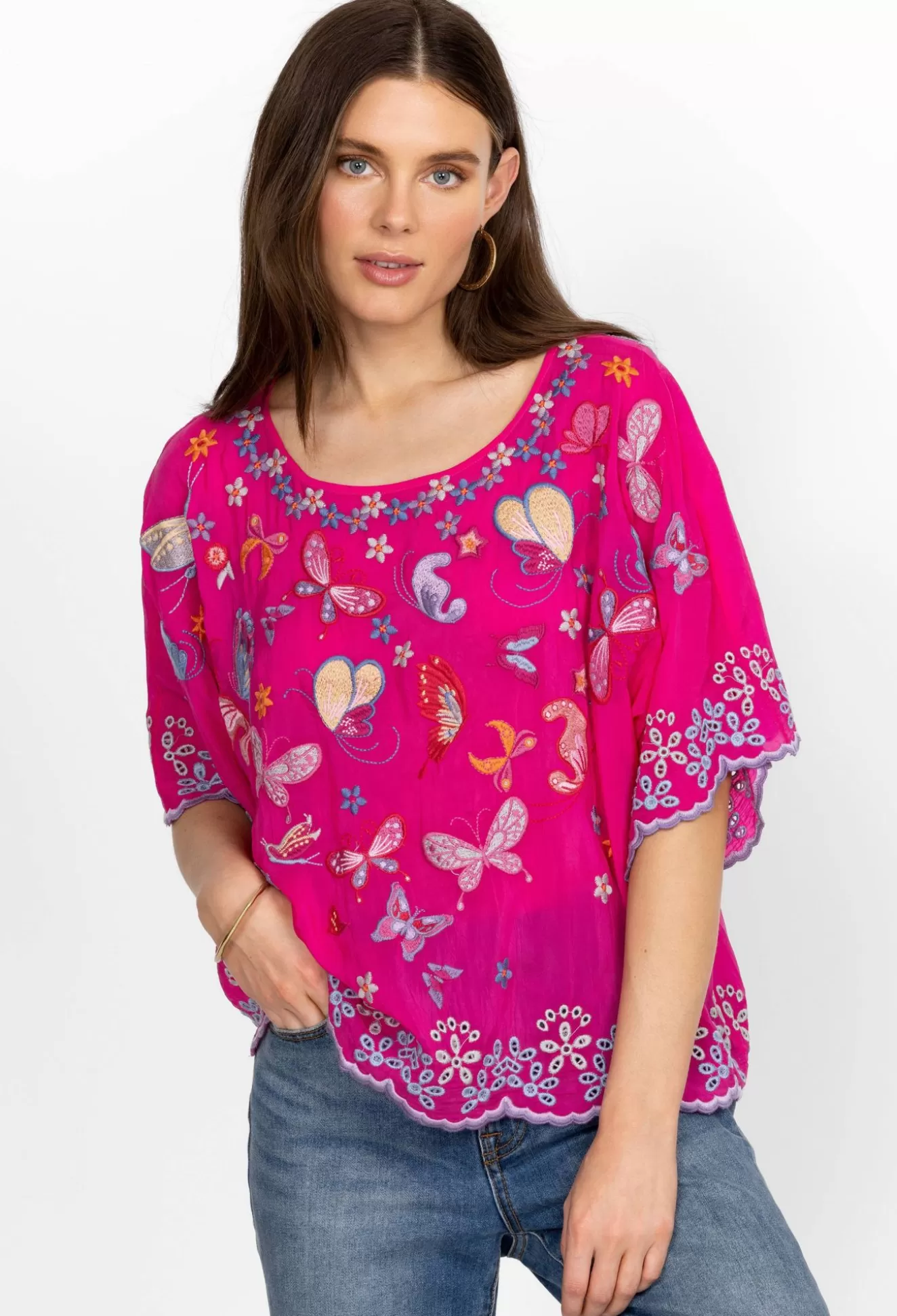 Tops>Johnny Was Bellona Blouse Orchid Lei