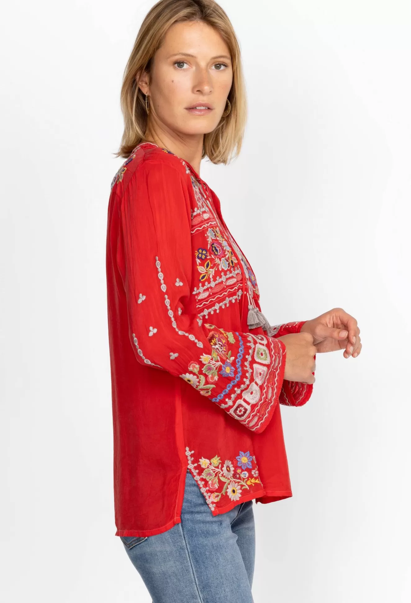Tops>Johnny Was Coriander Blouse Mars Red