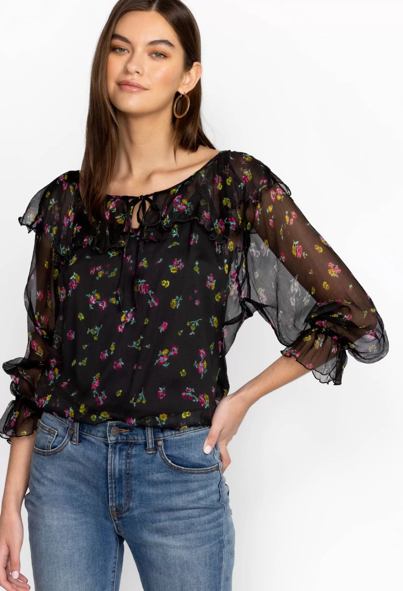 Tops>Johnny Was Fernanda Peasant Blouse Little Ditsy