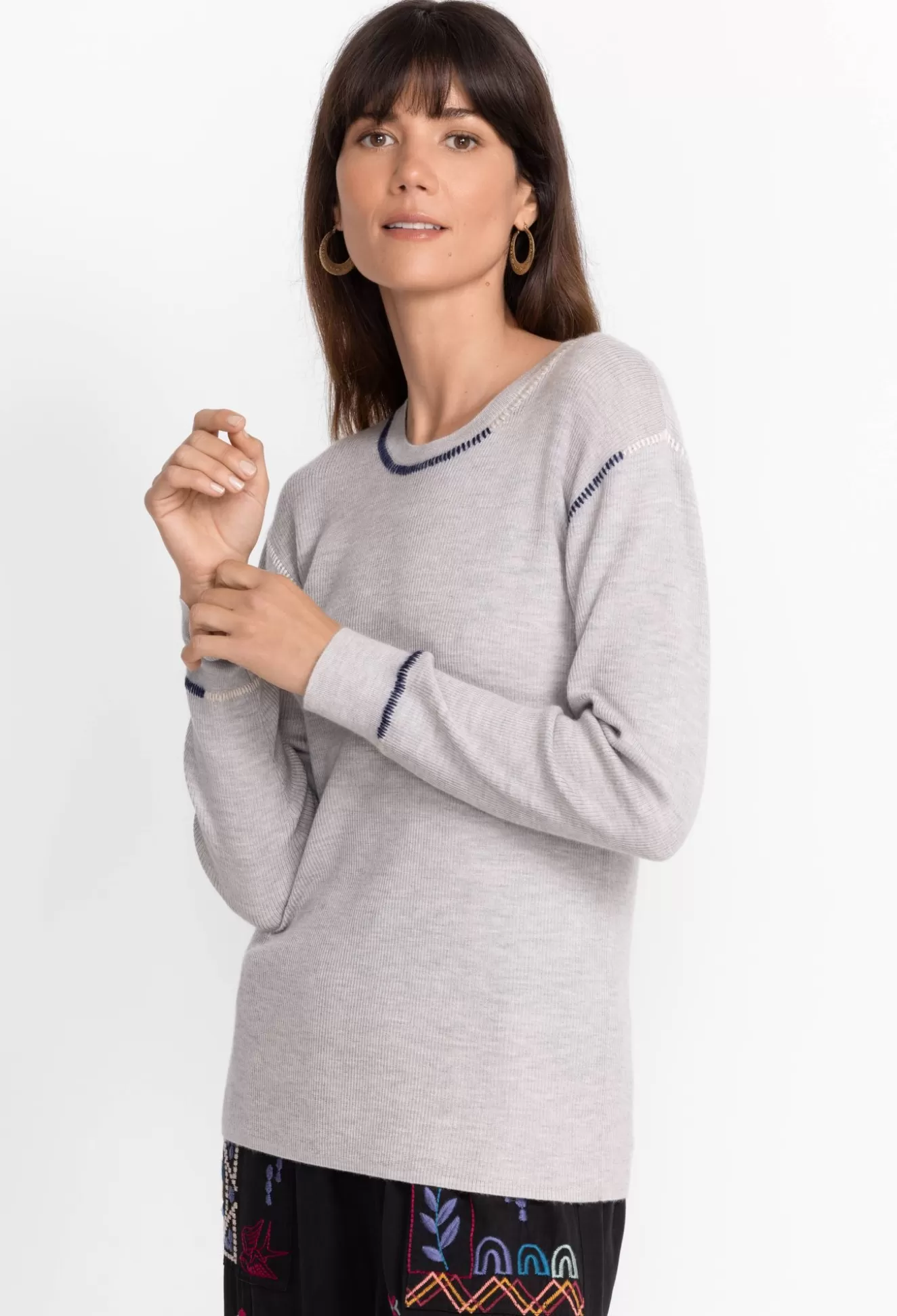 Tops>Johnny Was Jj Pullover Gray