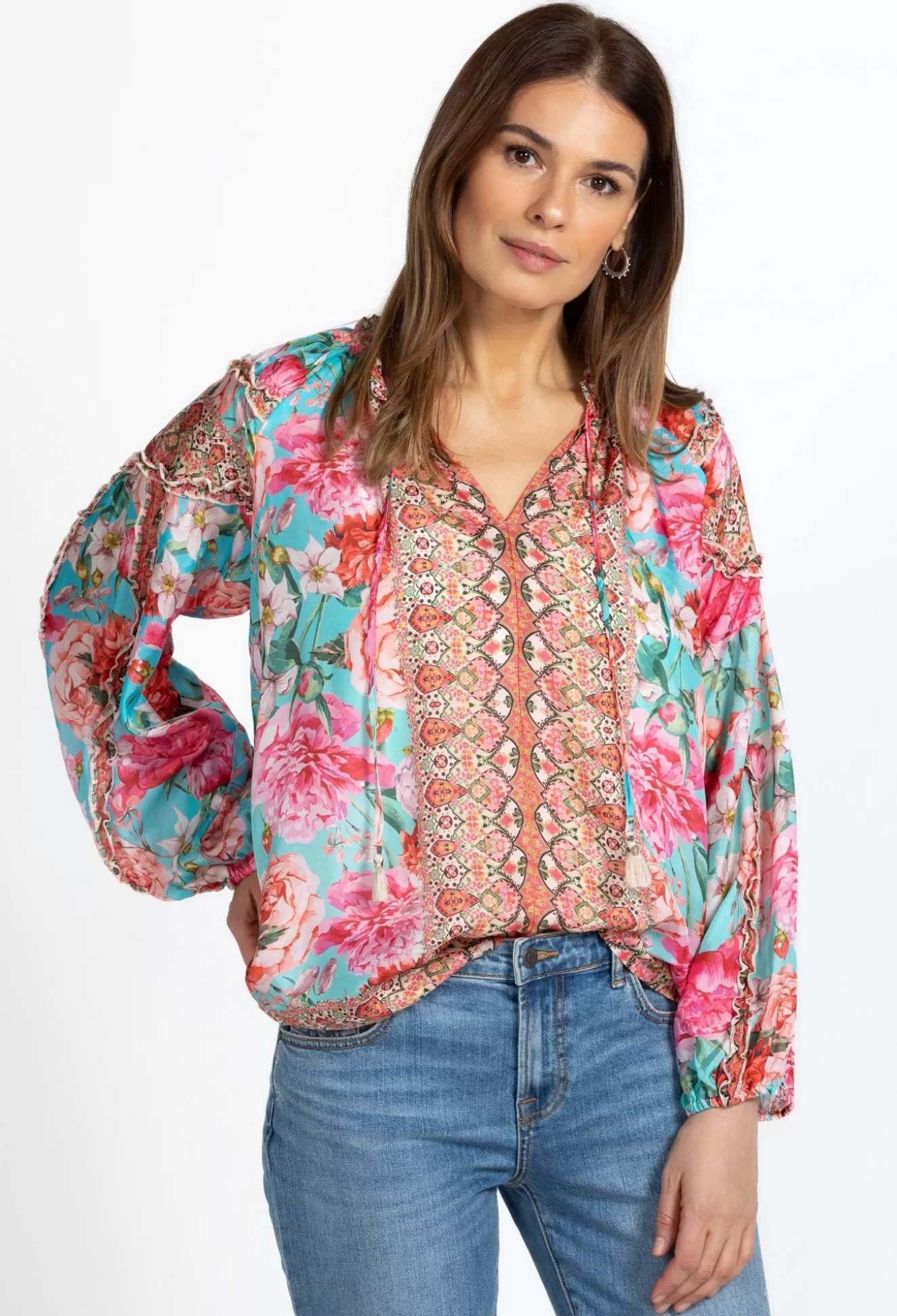 Tops>Johnny Was Silk Blouse Yours Truly