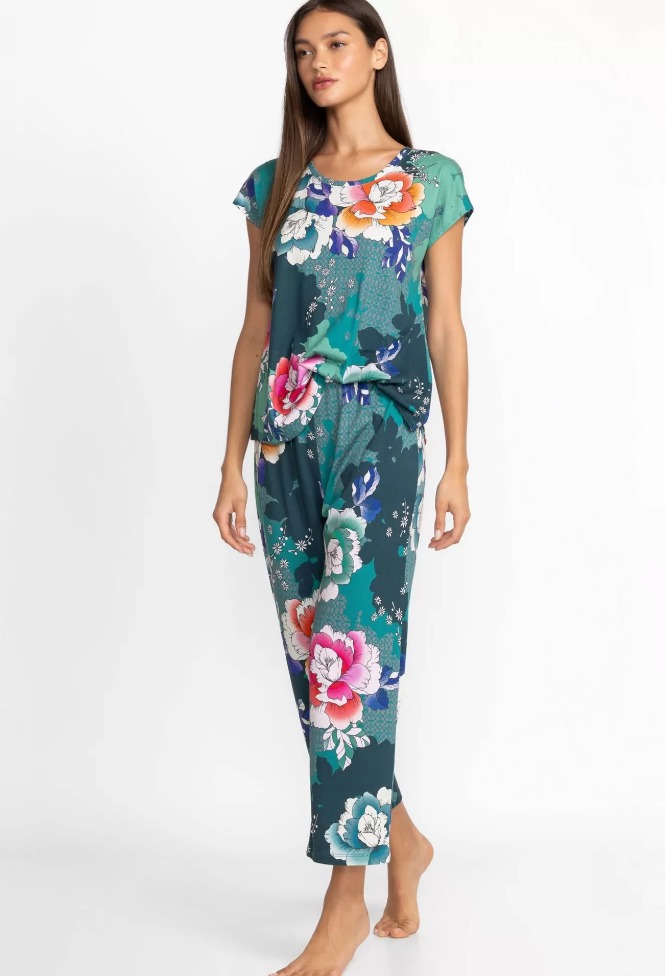 Sleepwear>Johnny Was The Bobbie Crop Set Tura Turquoise