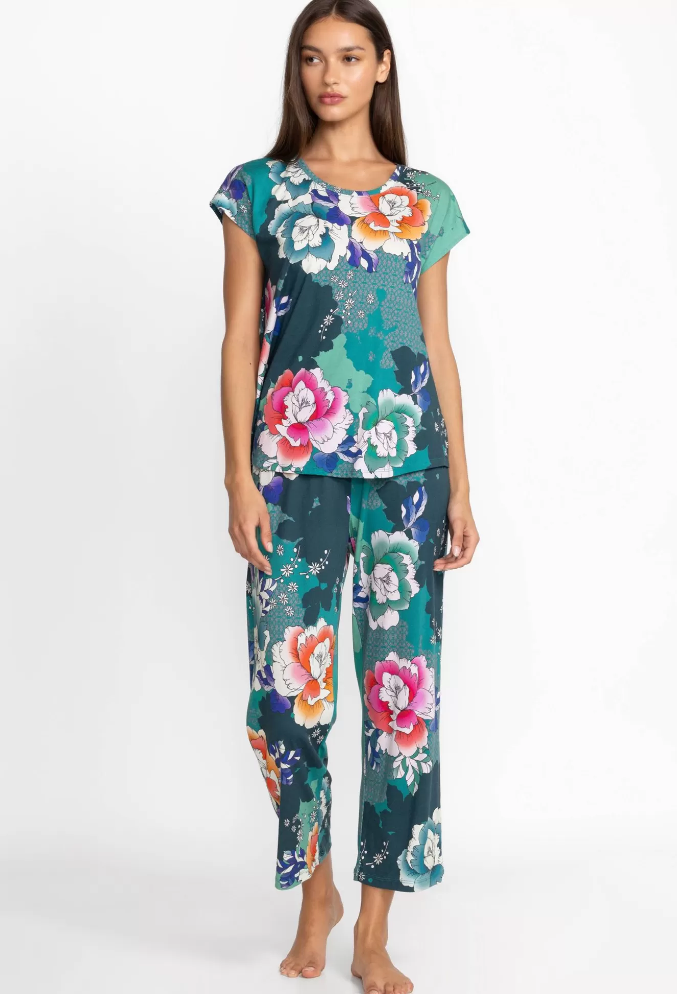 Sleepwear>Johnny Was The Bobbie Crop Set Tura Turquoise