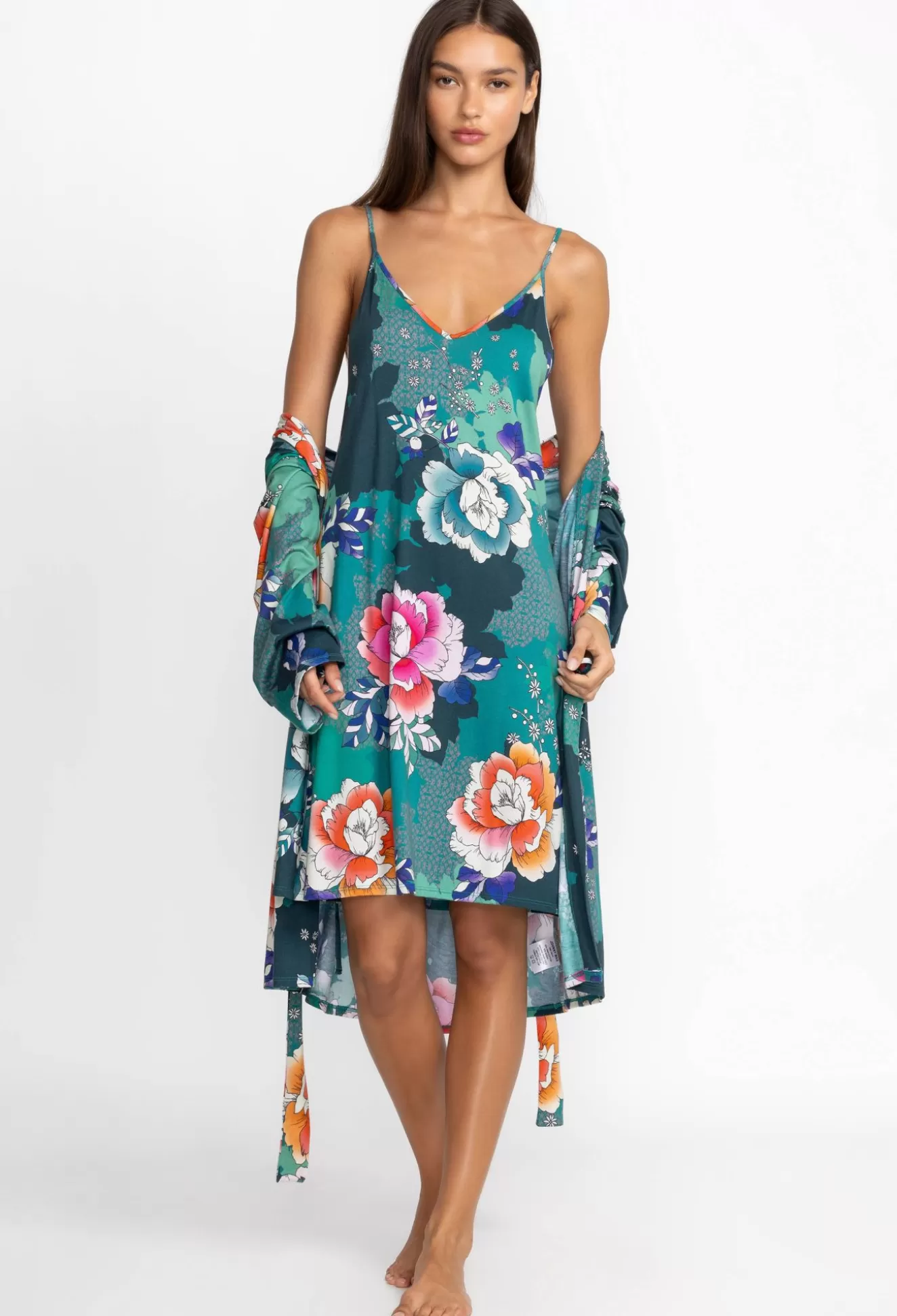 Sleepwear>Johnny Was The Brigette Cami Sleep Dress Tura Turquoise